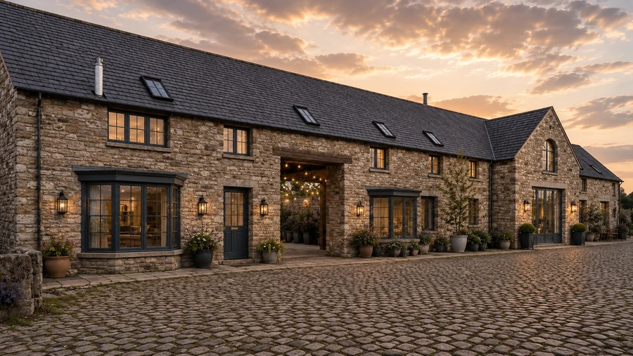 Angled view of the proposed barn conversions