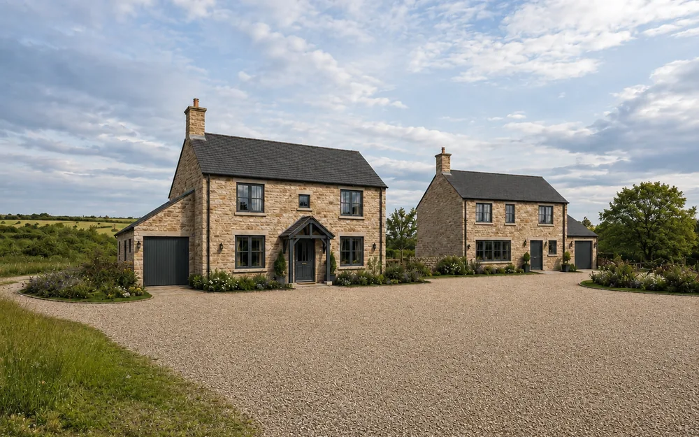 Artist impression of two detached stone homes at Eden Hill